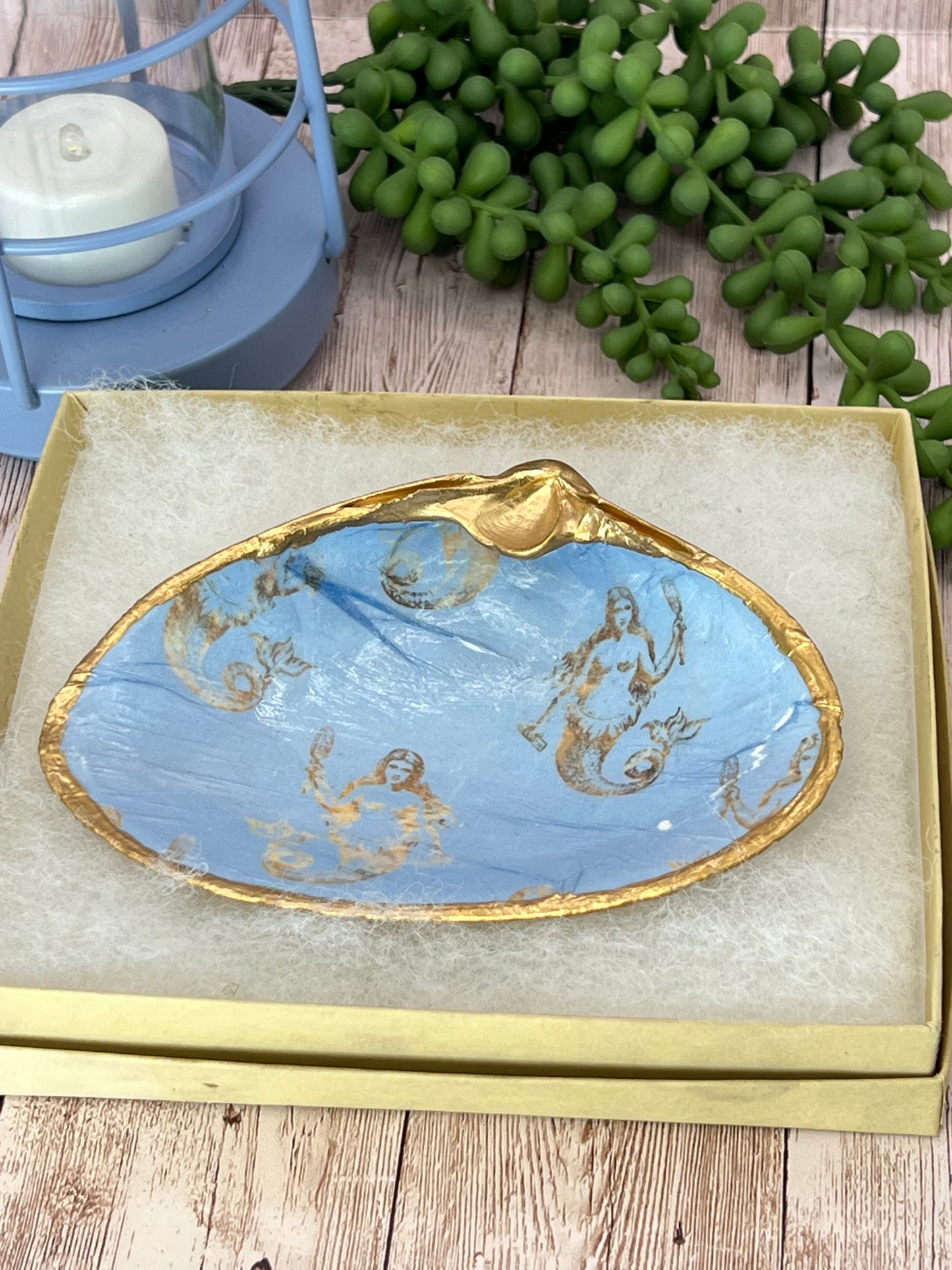 Large Clam Shell Ring Dish with Mermaids