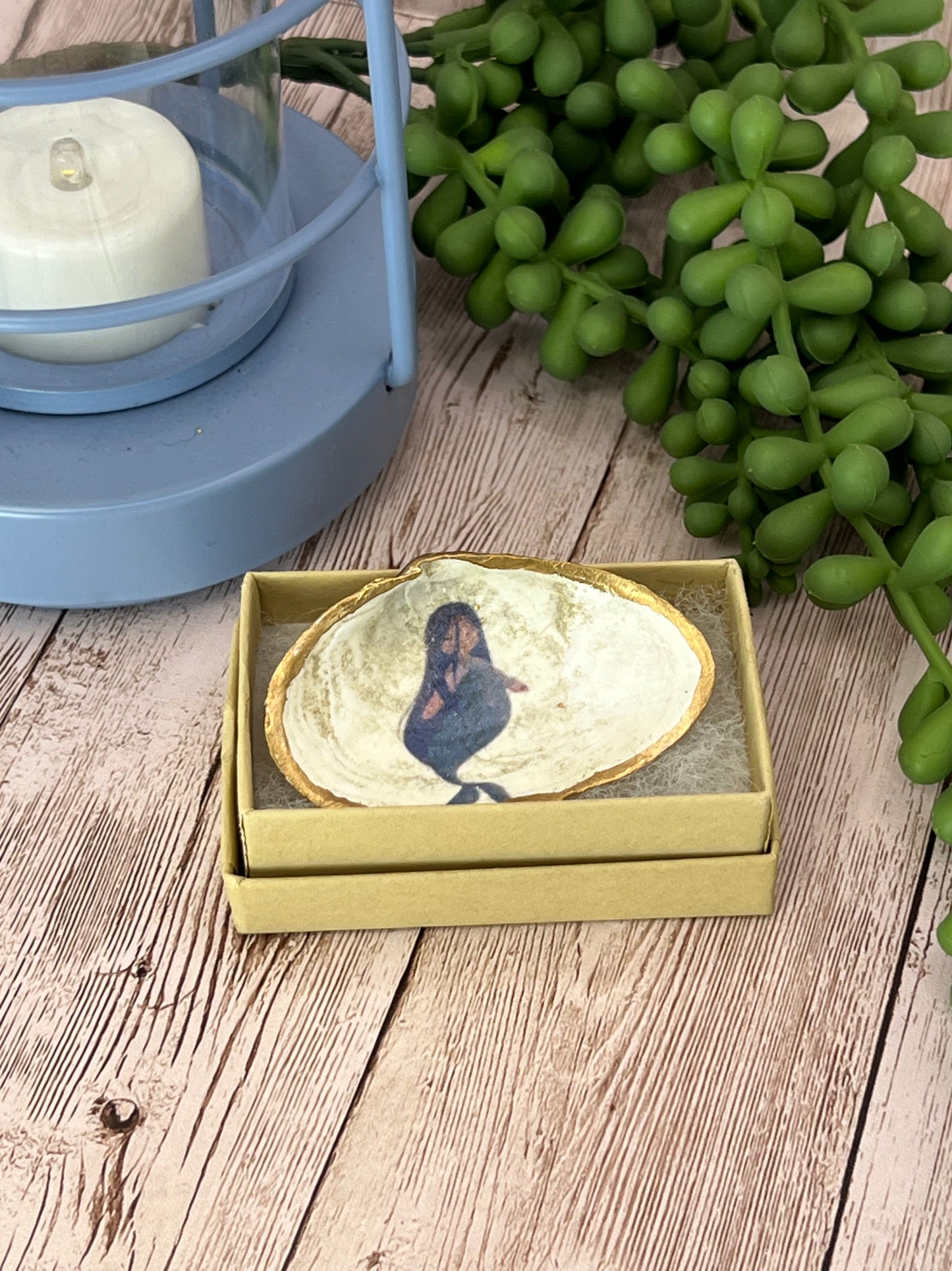 Mini Clam Shell Ring Dish with Mermaid