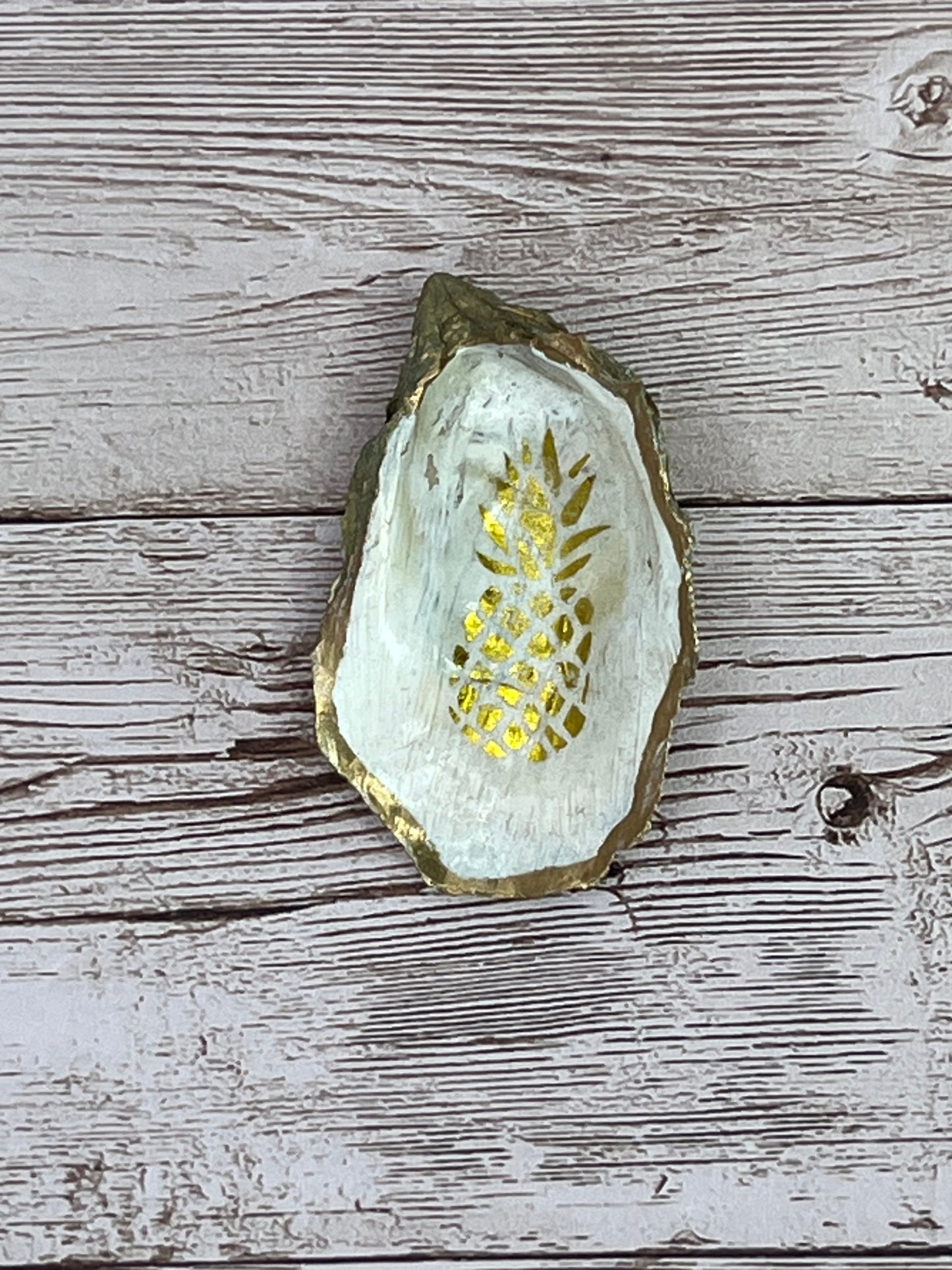 Mini Oyster Shell Ring Dish with Pineapple